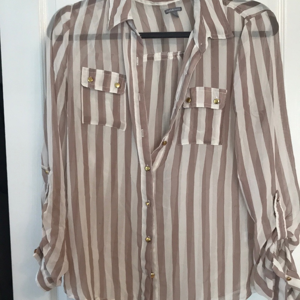 Mauve and cream stripe Charlotte Russe button up